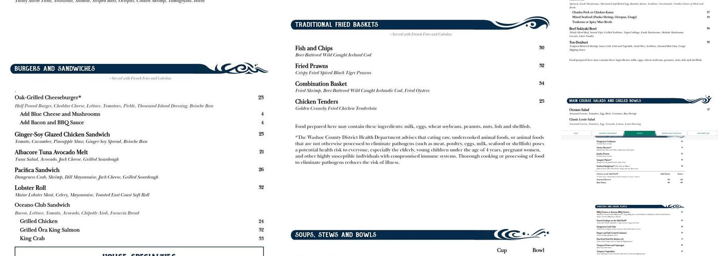 Oceano Menu
