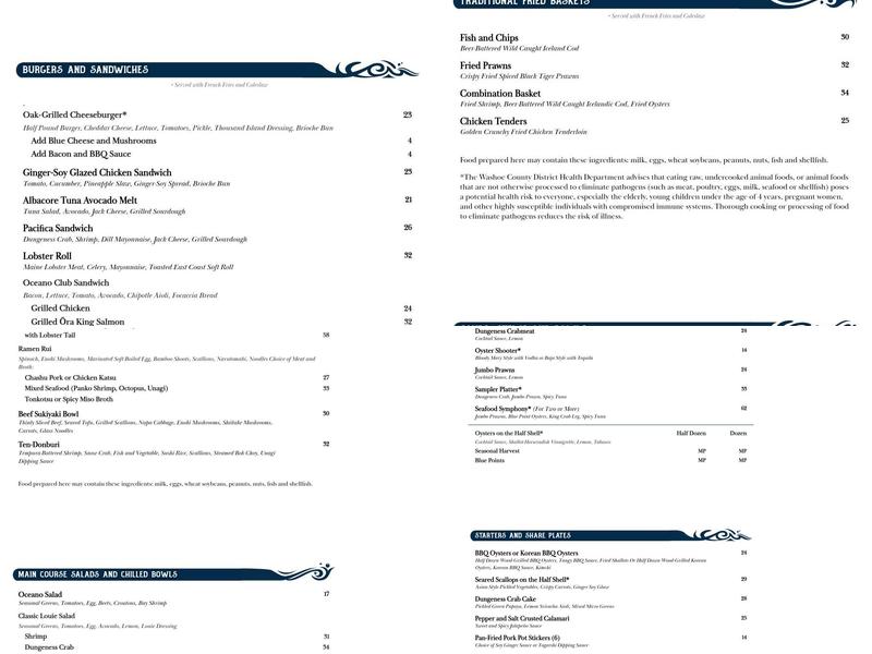 Oceano Menu