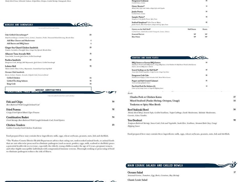 Oceano Menu