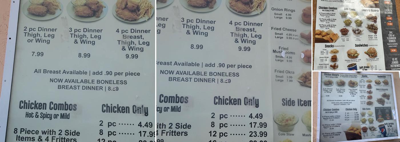 Krispys Fried Chicken Menu