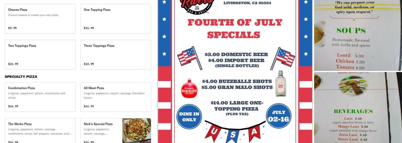 Five Rivers Bar & Grill Menu