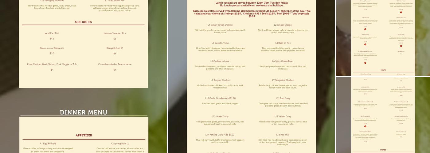 Simply Thai Menu