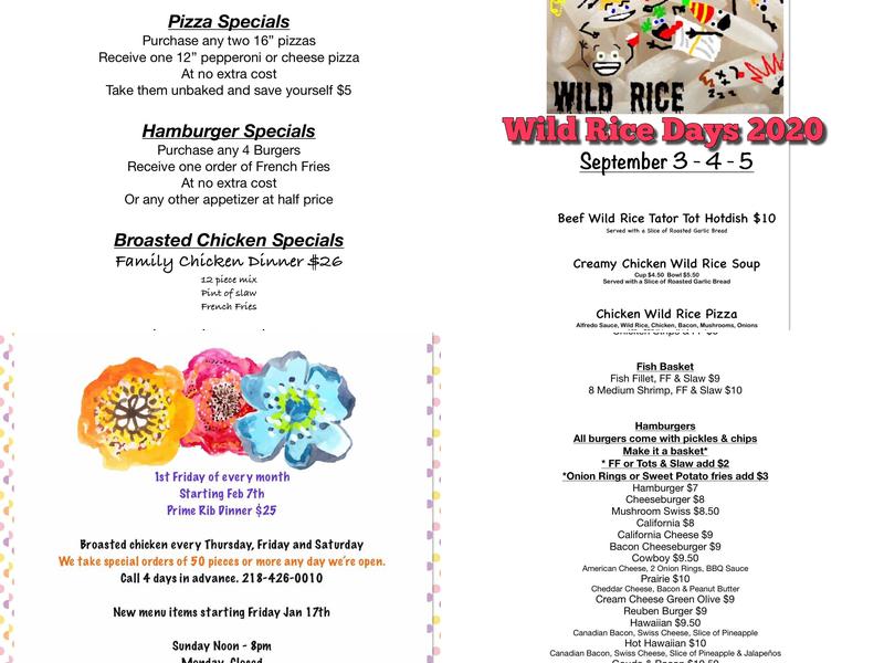 Prairie River Retreat Menu