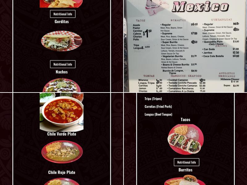 Tacos el Hidalguense Menu