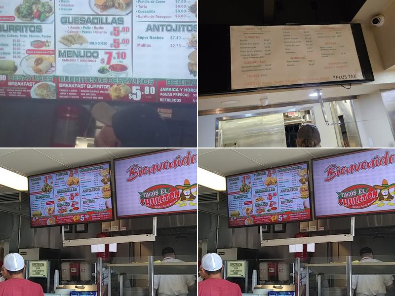 Tacos El Chuleton Menu