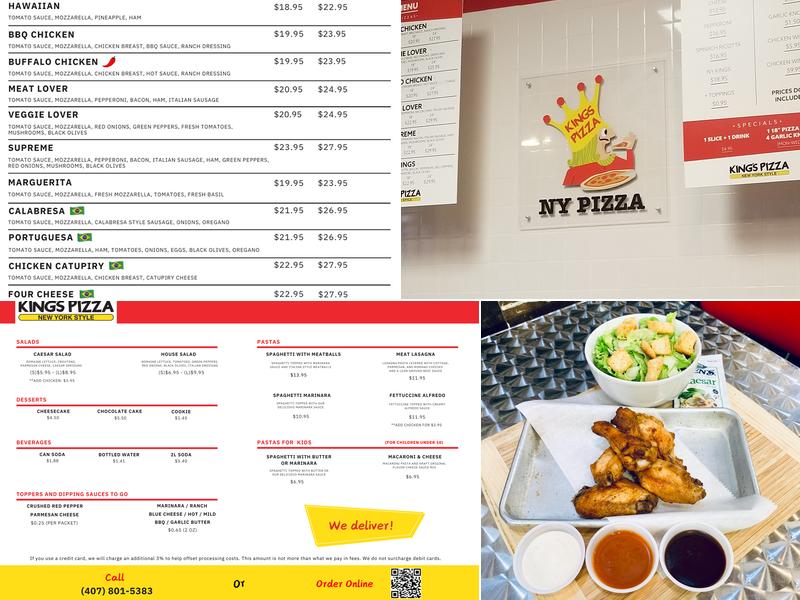 King's Pizza Menu