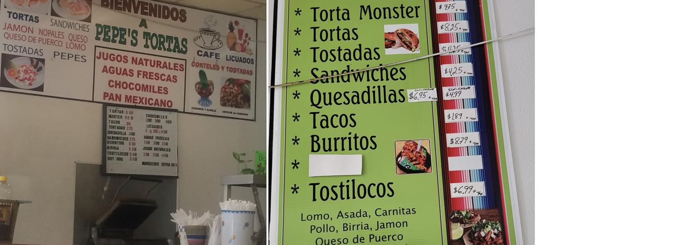Pepe's Tortas Menu