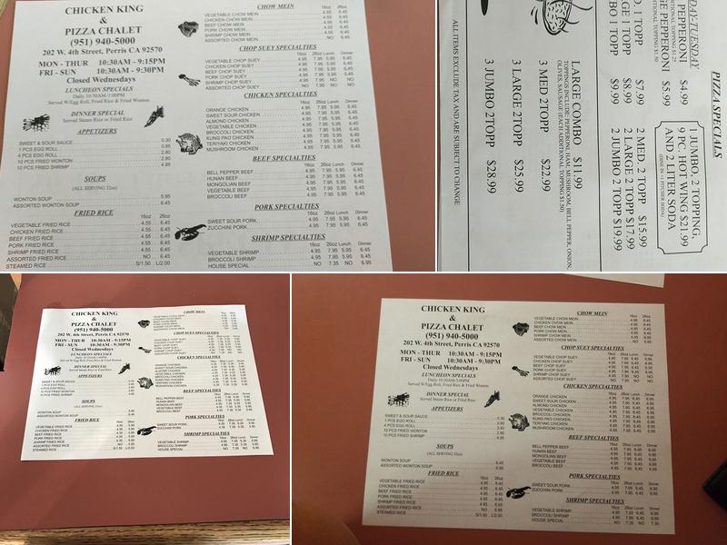 The Chicken King Menu