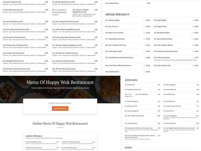 Happy Wok Restaurant Menu
