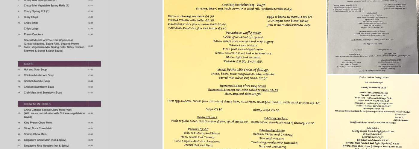 Daisy’s Tea Room Menu