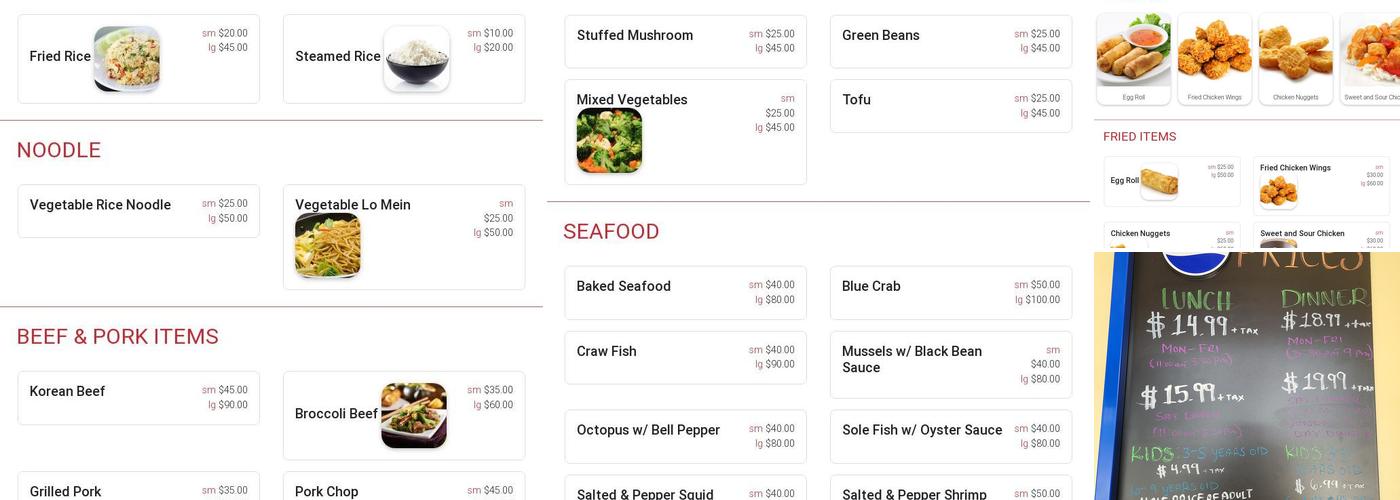 Perris Buffet Menu