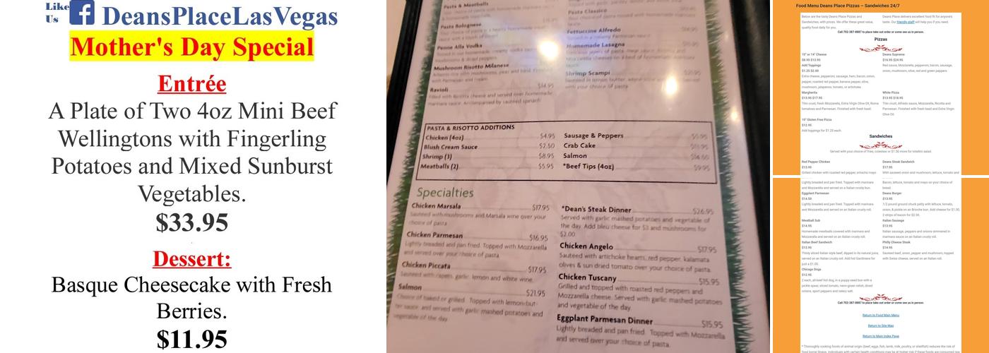 Dean's Place Menu