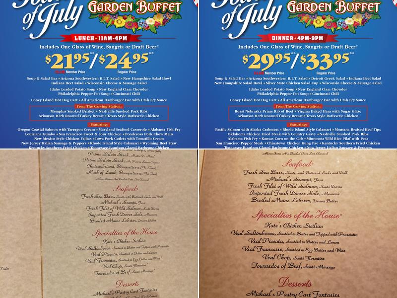 Michael’s Gourmet Room Menu