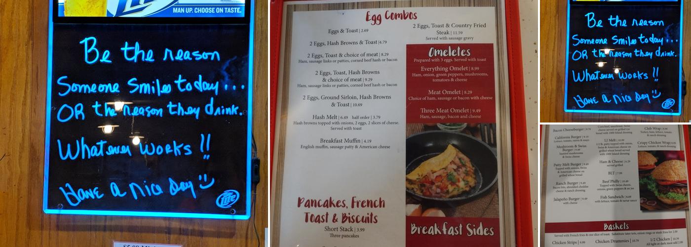 L J's Food & Liquor Menu