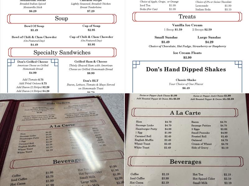 Don's Cafe Menu