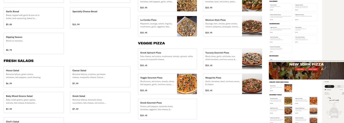 New York Pizza Menu