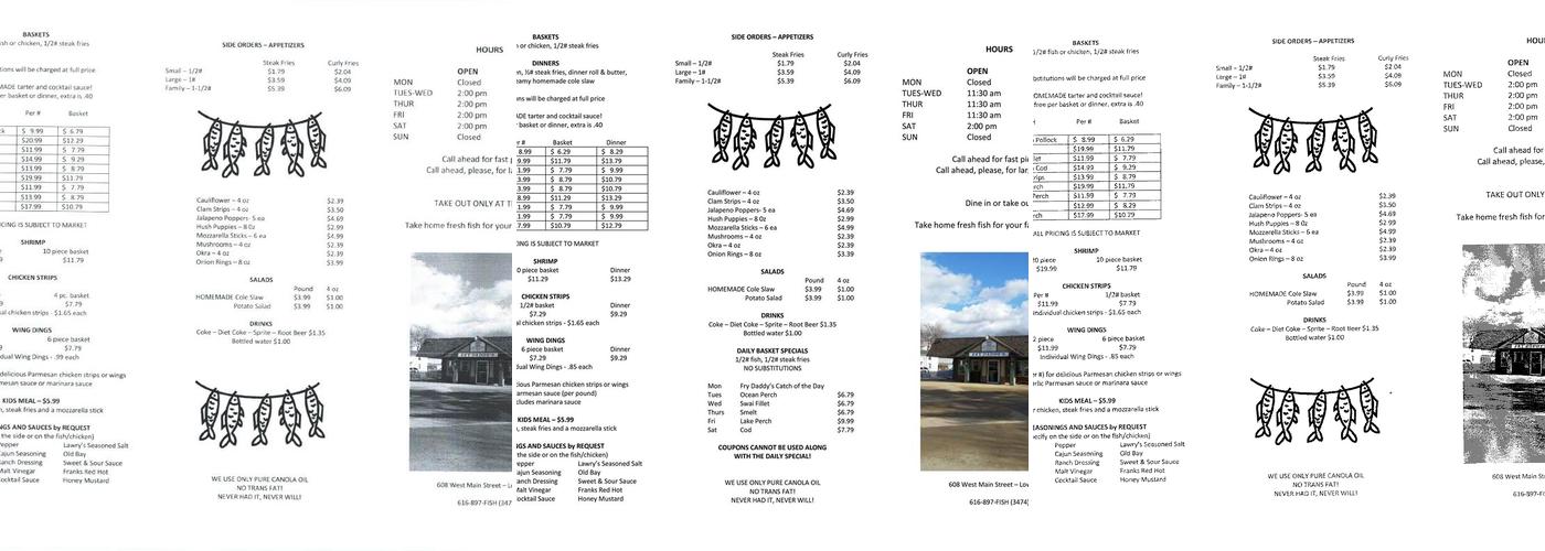 Fry Daddy's Menu