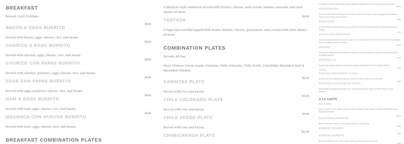 Burrito Express Menu