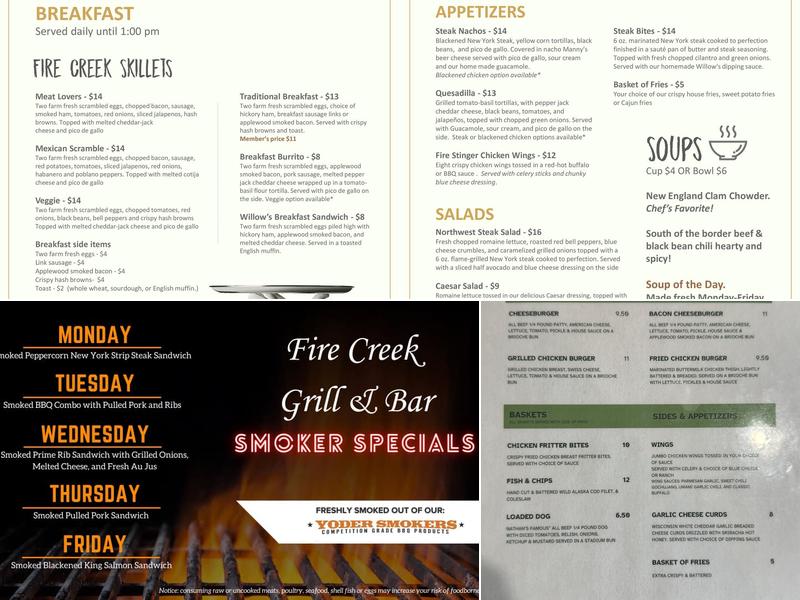 Firecreek Grill Menu
