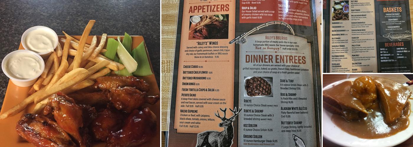 Riley's Cannibal Jct Menu