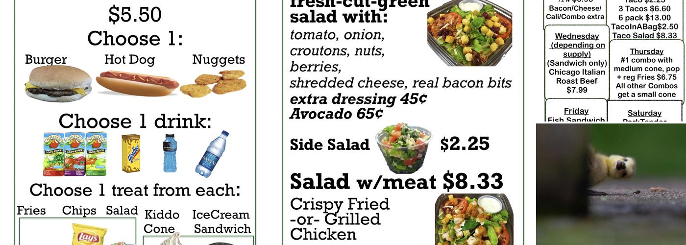 Park Recreation Menu