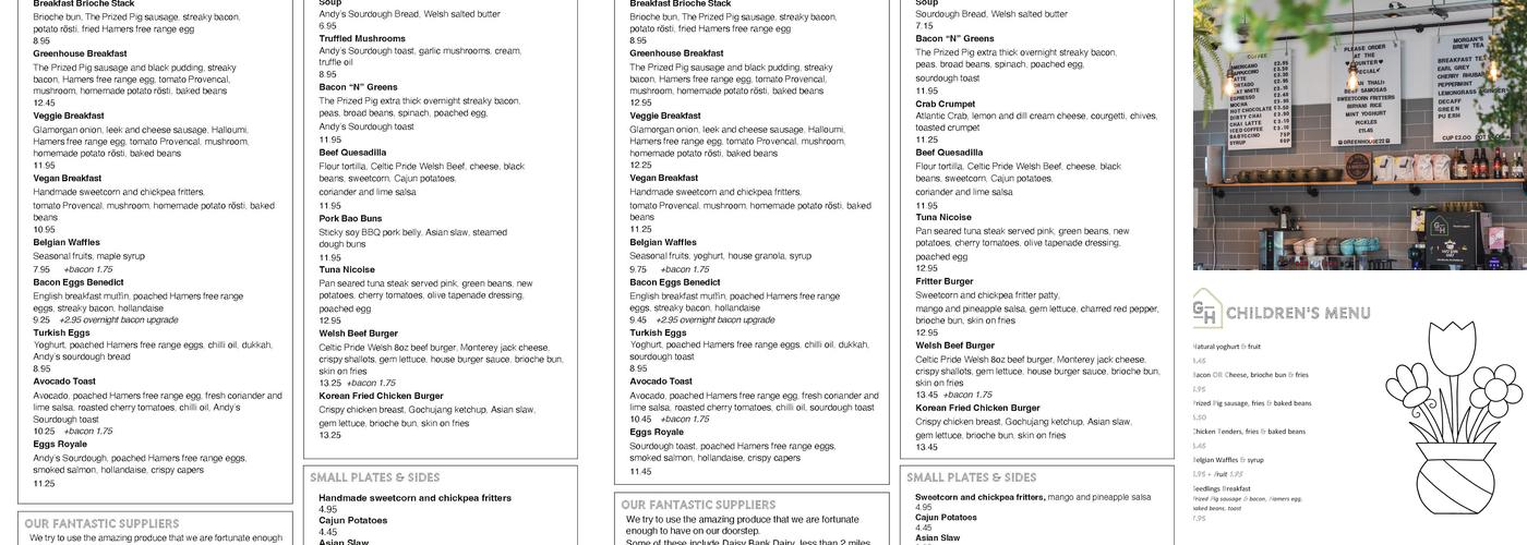 Greenhouse Cafe & Kitchen Menu