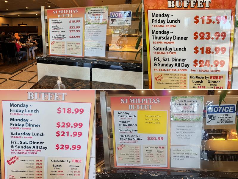 Milpitas Buffet Menu