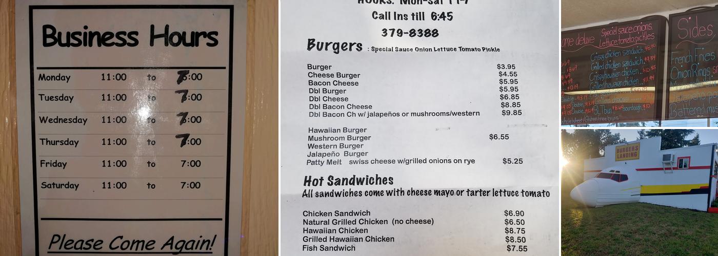 Burgers Landing Menu