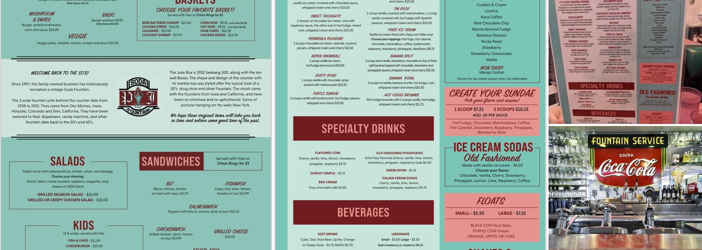 PT Soda Fountain & Diner Menu