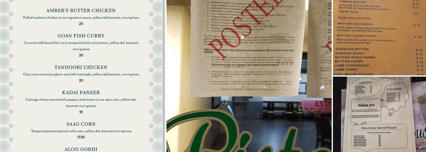 Amber India Milpitas Menu