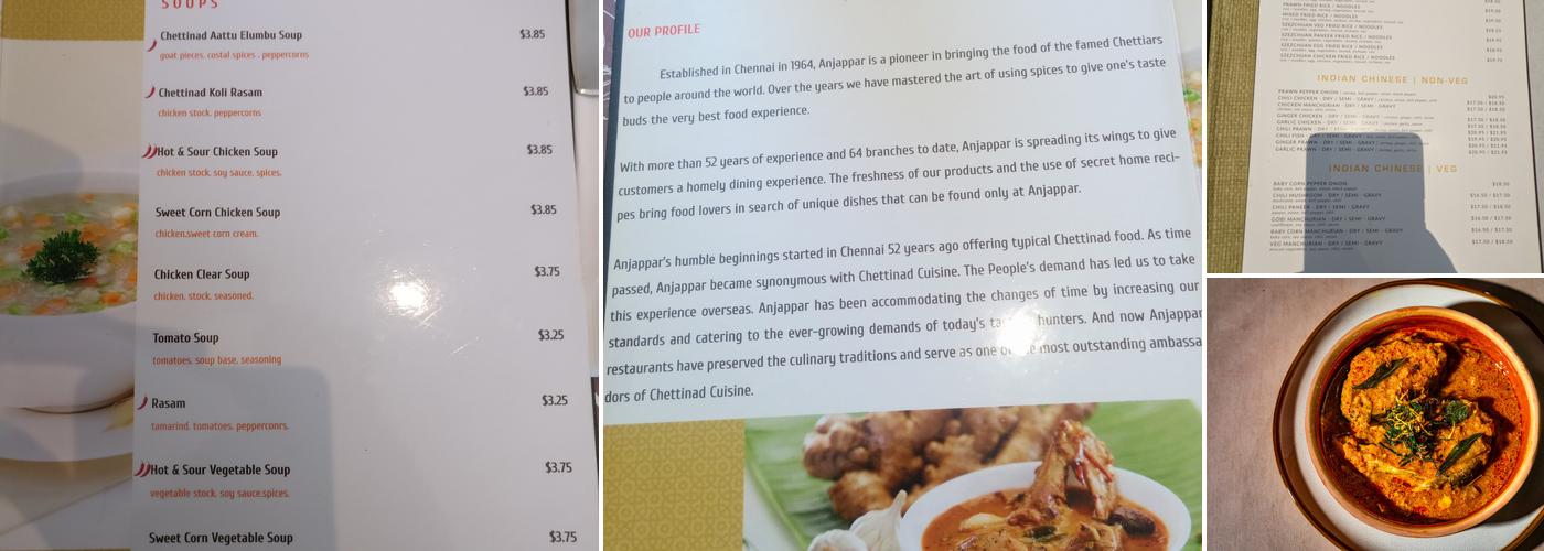 Anjappar Chettinad Indian Restaurant Menu