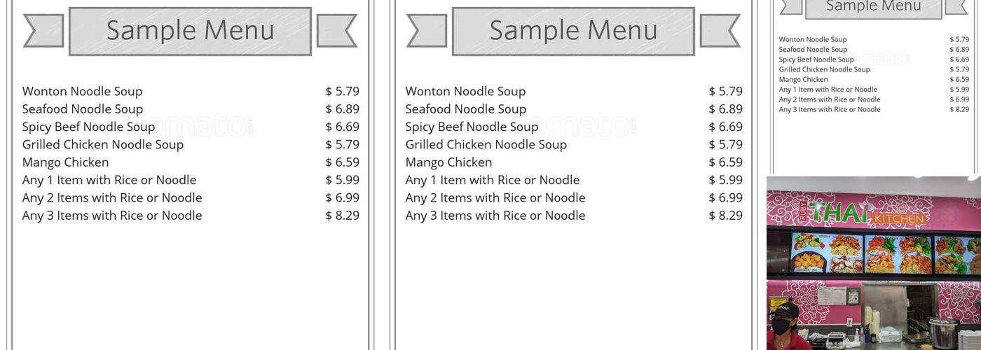 Ruby Thai Kitchen Menu
