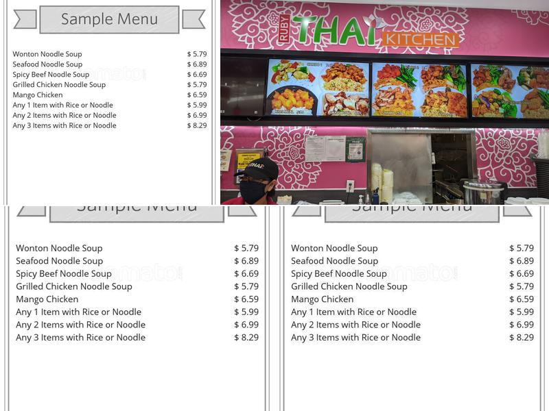 Ruby Thai Kitchen Menu