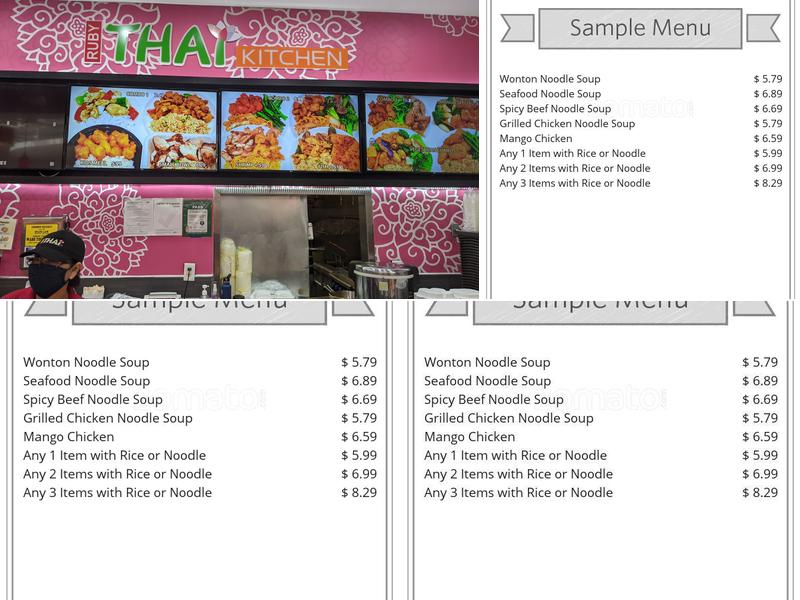 Ruby Thai Kitchen Menu