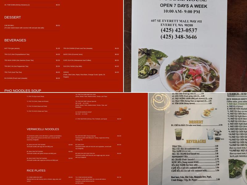 Phở Asia Noodle House Menu