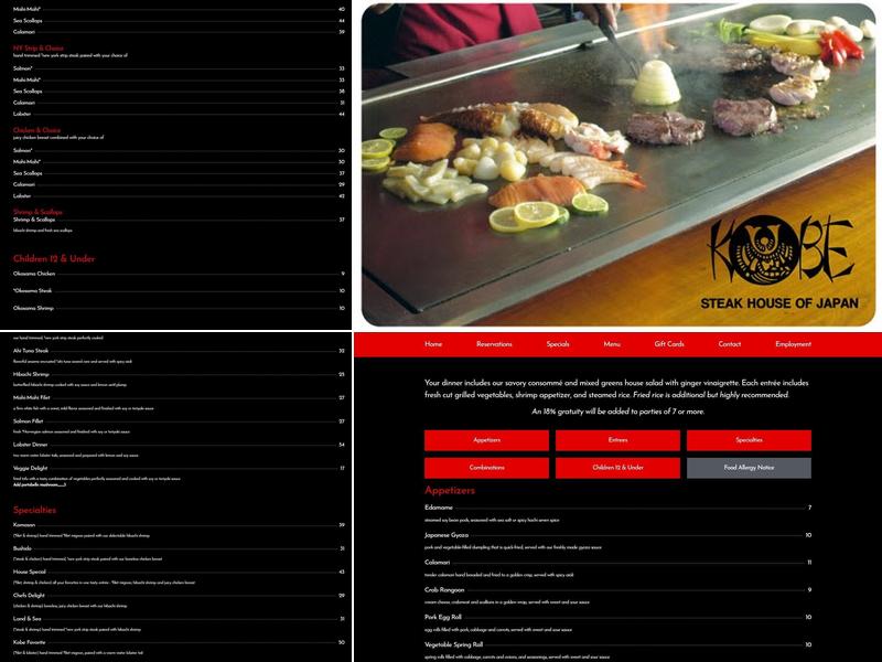 Kobe Steak House of Japan Menu