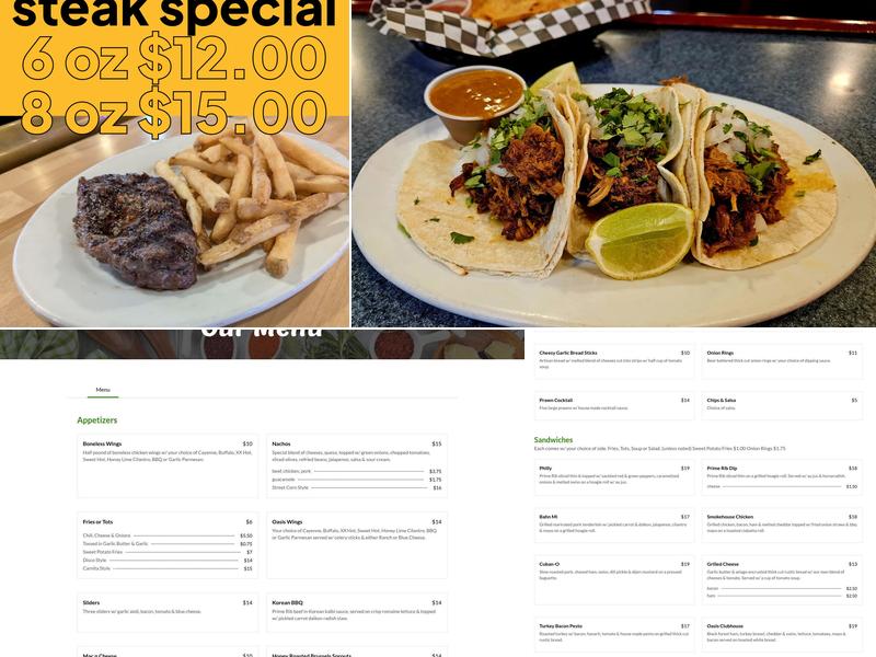 The Oasis Bar & Grill Menu