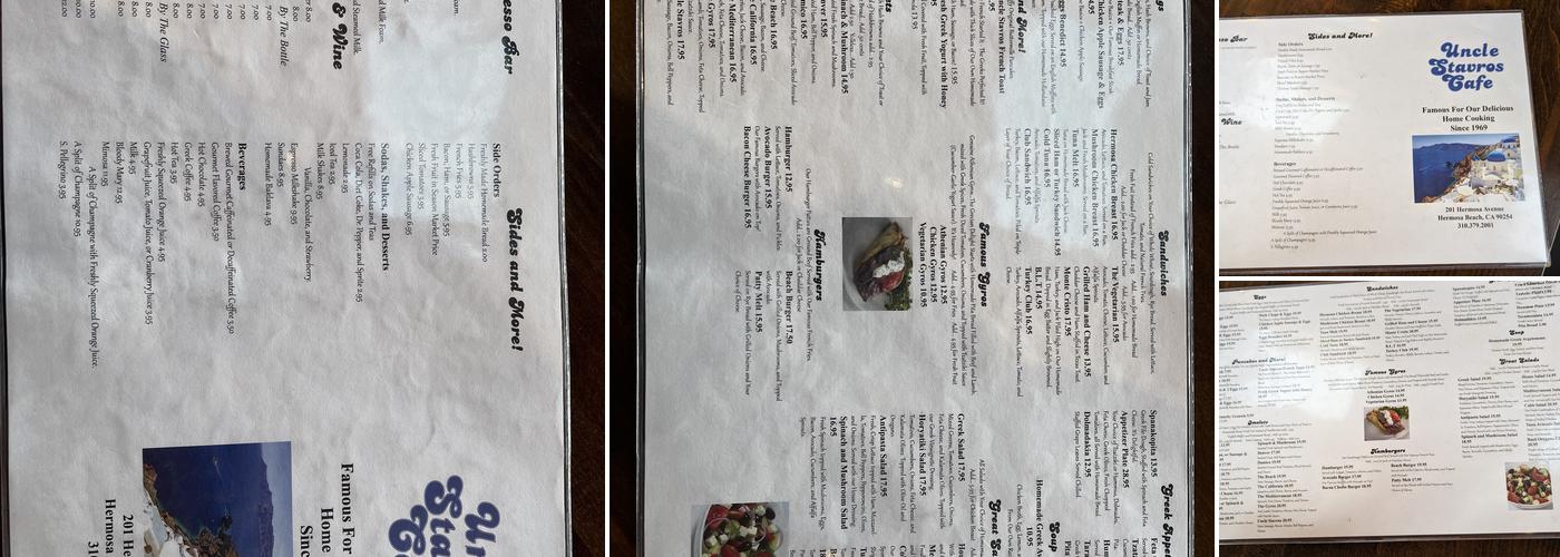 Uncle Stavros Cafe Menu