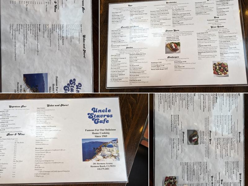Uncle Stavros Cafe Menu