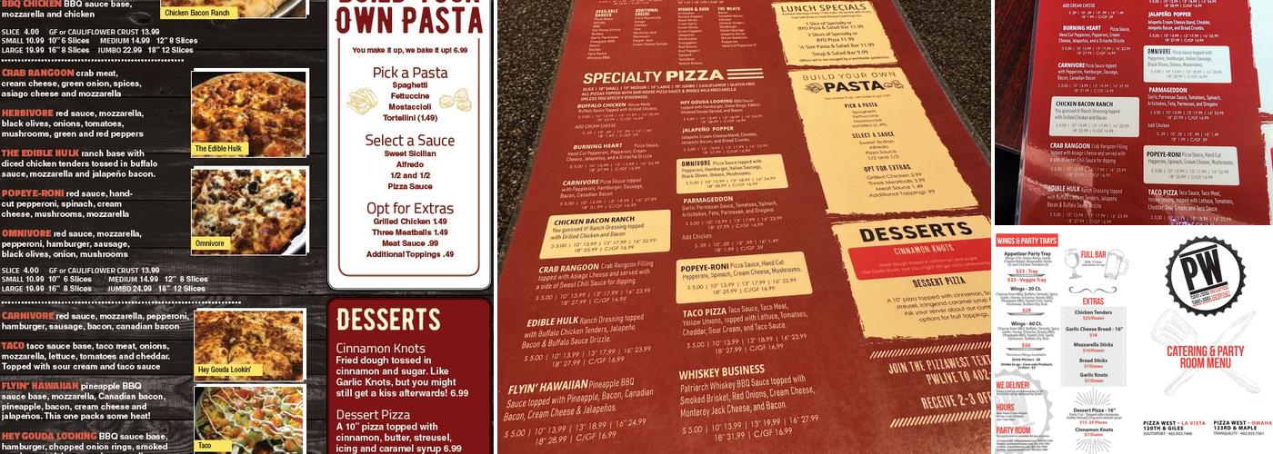 PizzaWest Menu