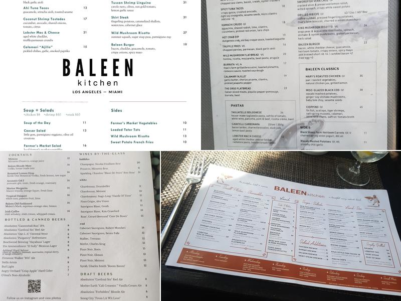 Baleen Kitchen Menu
