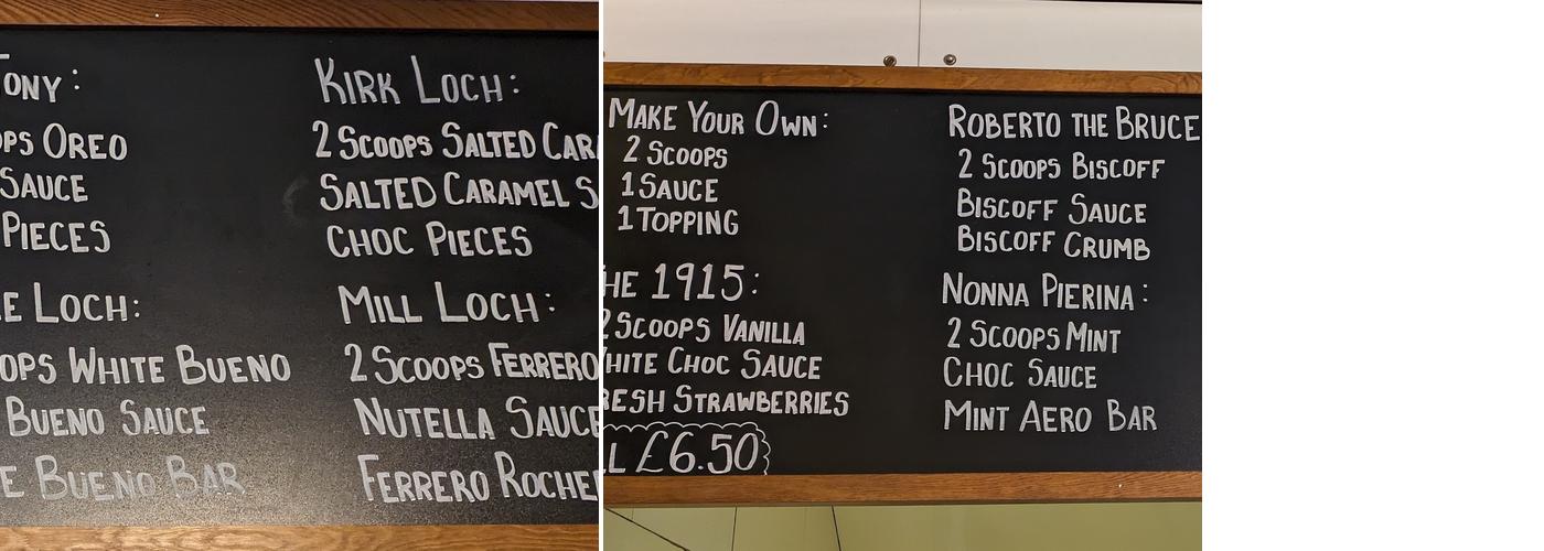 A Crolla & Sons Menu