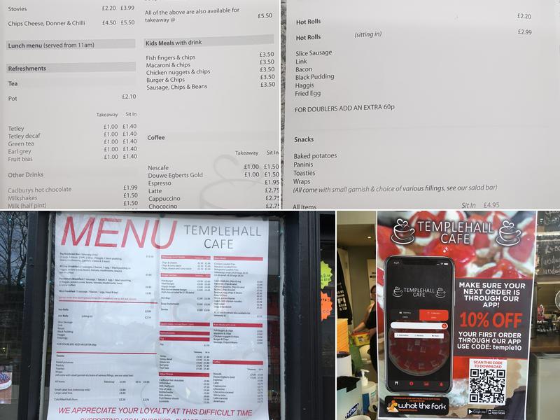 Templehall cafe Menu
