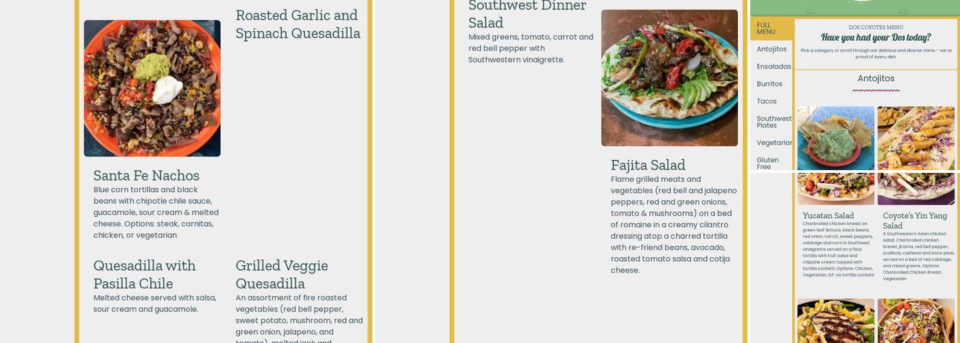 Dos Coyotes Border Cafe Menu