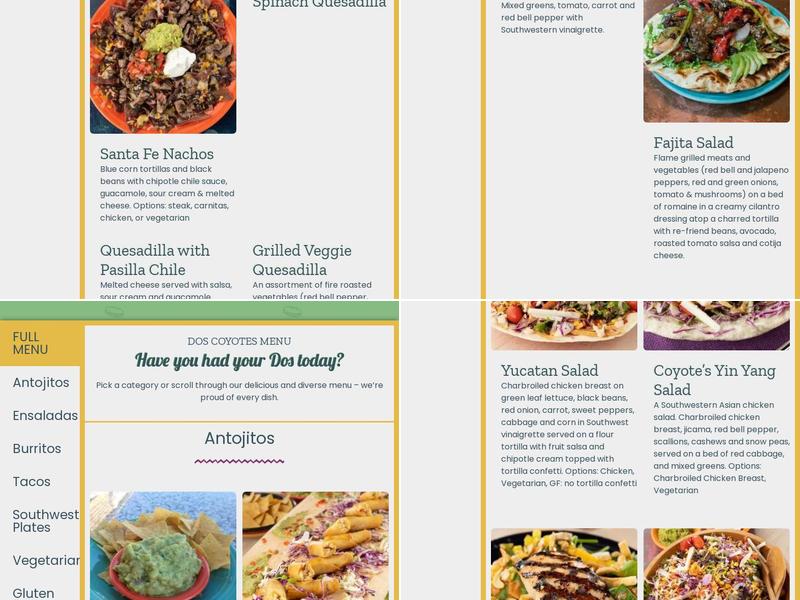 Dos Coyotes Border Cafe Menu