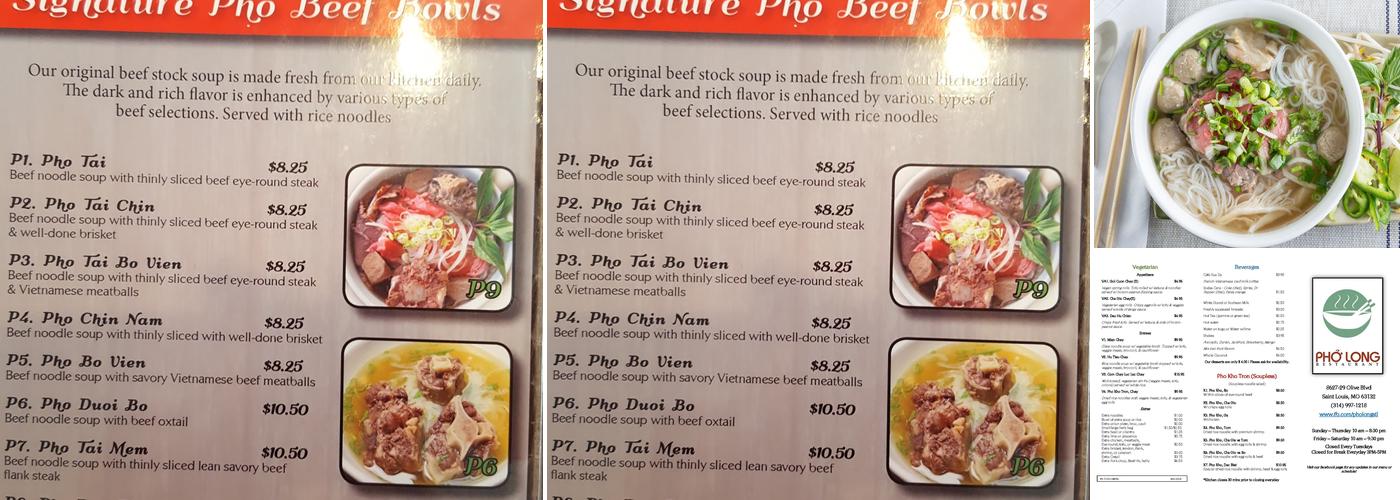 Pho Long Menu