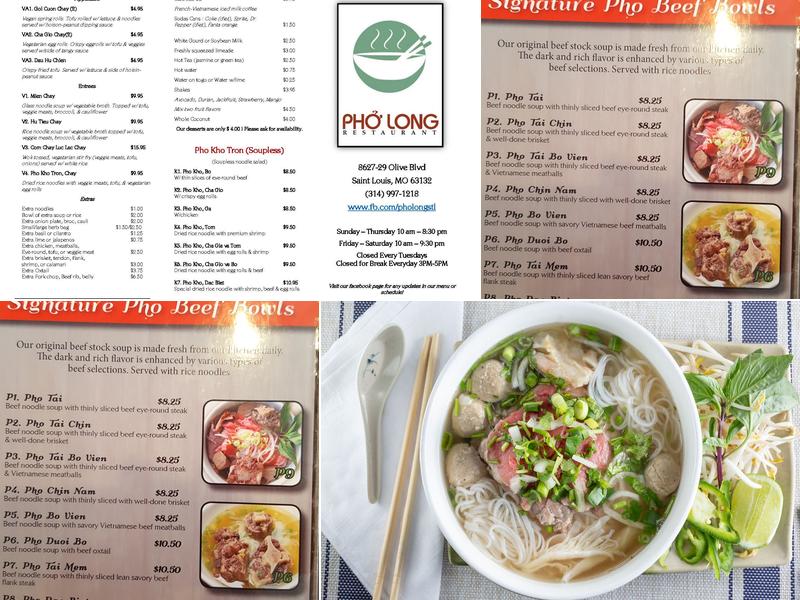 Pho Long Menu