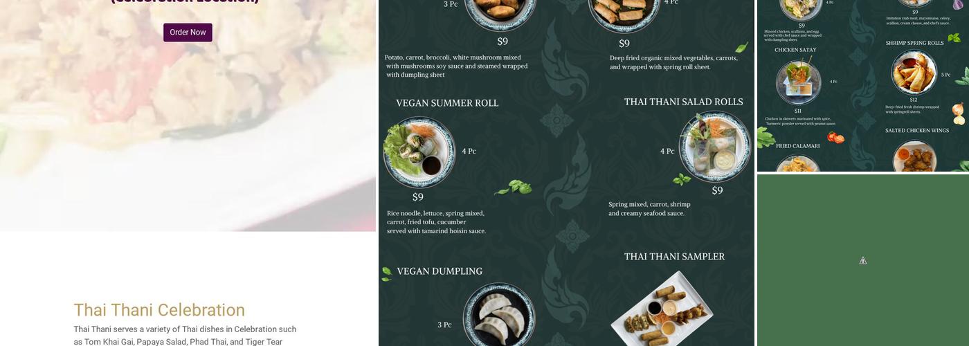 Thai Thani Celebration Menu