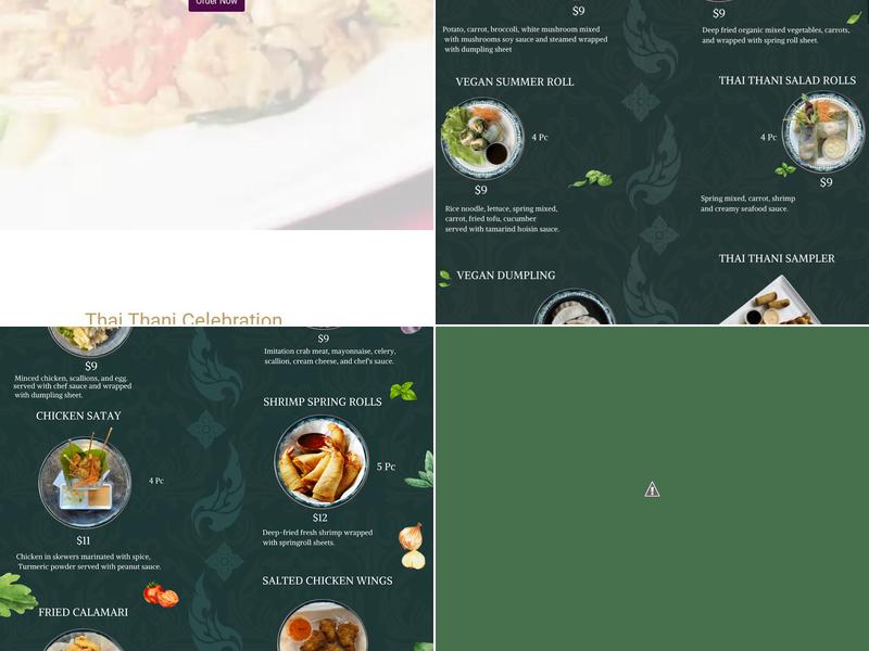 Thai Thani Celebration Menu