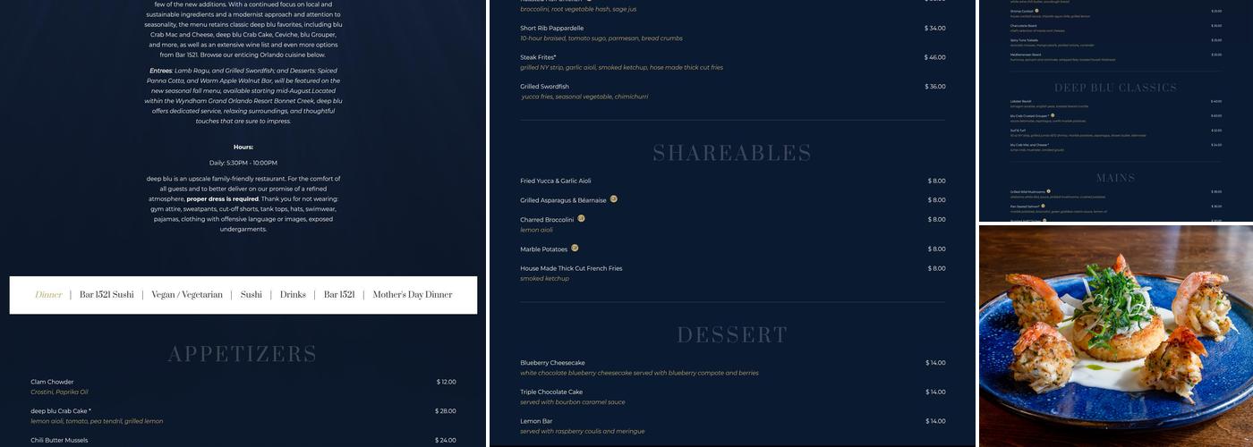 Deep Blu Seafood Grille Menu